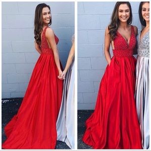 Red Prom Dress With Pockets